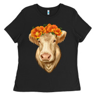 Black Charolais Cow Ladies Tee - RanaPortraitStore