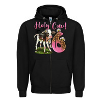 Black holy cow i'm 6 years old Zipper Hoodie - LillyAllenDesigns