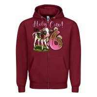 Burgundy holy cow i'm 6 years old Zipper Hoodie - LillyAllenDesigns