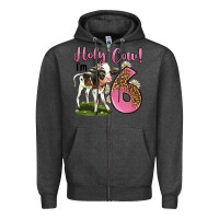 Charcoal Heather holy cow i'm 6 years old Zipper Hoodie - LillyAllenDesigns