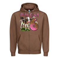 Chestnut holy cow i'm 6 years old Zipper Hoodie - LillyAllenDesigns