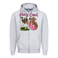 Heather Grey holy cow i'm 6 years old Zipper Hoodie - LillyAllenDesigns