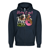Navy holy cow i'm 6 years old Zipper Hoodie - LillyAllenDesigns