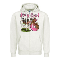 Oatmeal Heather holy cow i'm 6 years old Zipper Hoodie - LillyAllenDesigns