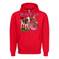 Red holy cow i'm 6 years old Zipper Hoodie - LillyAllenDesigns