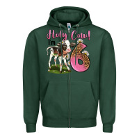 Sports Green holy cow i'm 6 years old Zipper Hoodie - LillyAllenDesigns