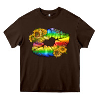 Chocolate Brown Lgbtq Pride Rainbow Lips Heavy Core Tee - BundleAndBundleShop