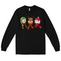 Black christmas reindeer polar bear snowman Long Sleeve Tee - CowGirlArtShop