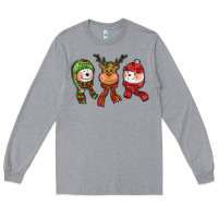 Heather Grey christmas reindeer polar bear snowman Long Sleeve Tee - CowGirlArtShop