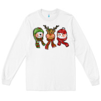 White christmas reindeer polar bear snowman Long Sleeve Tee - CowGirlArtShop