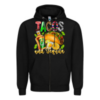 Black Tacos And Tequila Zipper Hoodie - CowhideDigitalArt