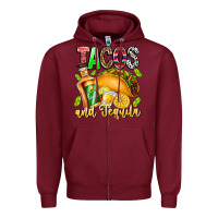 Burgundy Tacos And Tequila Zipper Hoodie - CowhideDigitalArt