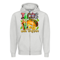 Dove Grey Tacos And Tequila Zipper Hoodie - CowhideDigitalArt