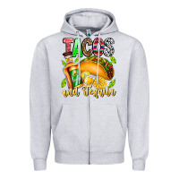Heather Grey Tacos And Tequila Zipper Hoodie - CowhideDigitalArt
