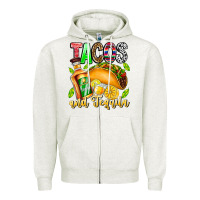 Oatmeal Heather Tacos And Tequila Zipper Hoodie - CowhideDigitalArt
