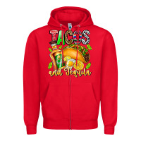 Red Tacos And Tequila Zipper Hoodie - CowhideDigitalArt