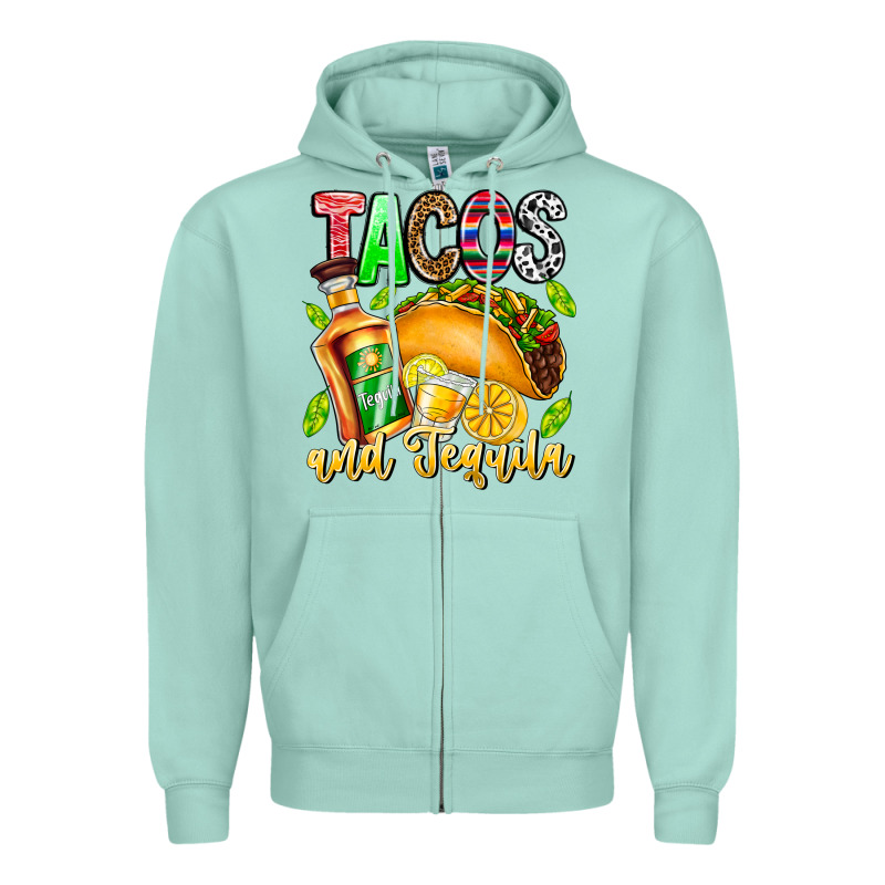 Tacos And Tequila Zipper Hoodie by CowhideDigitalArt | Teevron