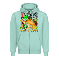 Seafoam Tacos And Tequila Zipper Hoodie - CowhideDigitalArt