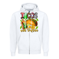 White Tacos And Tequila Zipper Hoodie - CowhideDigitalArt