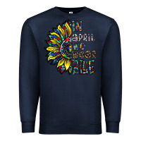 Navy autism sunflower Premium Sweatshirt - CowhideDigitalArt