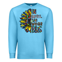 Ocean Blue autism sunflower Premium Sweatshirt - CowhideDigitalArt