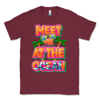 Burgundy Meet me at the ocean Summer Classic Tee - NancyCooperArtShop