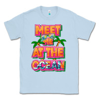 Dusty Blue Meet me at the ocean Summer Classic Tee - NancyCooperArtShop