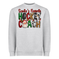 Heather Grey Santa's Favorite Hockey Coach For Christmas Heavyweight Sweatshirt - FaDigitalArtStudio