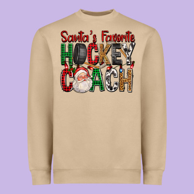 Santa's Favorite Hockey Coach For Christmas Heavyweight Sweatshirt Designed By Fadigitalartstudio