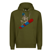 Army Green skeleton snowboard Premium Hoodie - FaDigitalArtStudio
