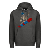 Charcoal Heather skeleton snowboard Premium Hoodie - FaDigitalArtStudio