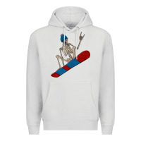 Dove Grey skeleton snowboard Premium Hoodie - FaDigitalArtStudio