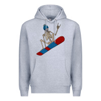 Heather Grey skeleton snowboard Premium Hoodie - FaDigitalArtStudio