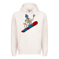Pale Pink skeleton snowboard Premium Hoodie - FaDigitalArtStudio