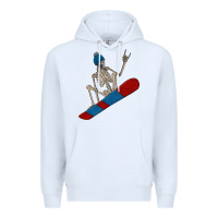 White skeleton snowboard Premium Hoodie - FaDigitalArtStudio