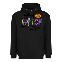 Black Resting Witch Face Heavyweight Hoodie - CowhideDigitalArt
