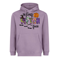 Lavender Resting Witch Face Heavyweight Hoodie - CowhideDigitalArt