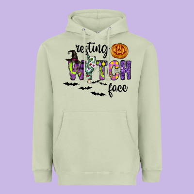 Resting Witch Face Heavyweight Hoodie Designed By Cowhidedigitalart