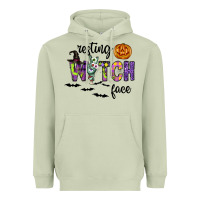 Matcha Resting Witch Face Heavyweight Hoodie - CowhideDigitalArt