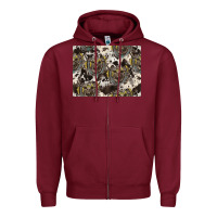 Burgundy Longhorn Pattern Zipper Hoodie - CowhideDigitalArt