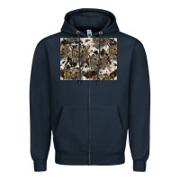 Navy Longhorn Pattern Zipper Hoodie - CowhideDigitalArt