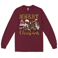 Burgundy merry christmas trees Long Sleeve Tee - CowGirlArtShop