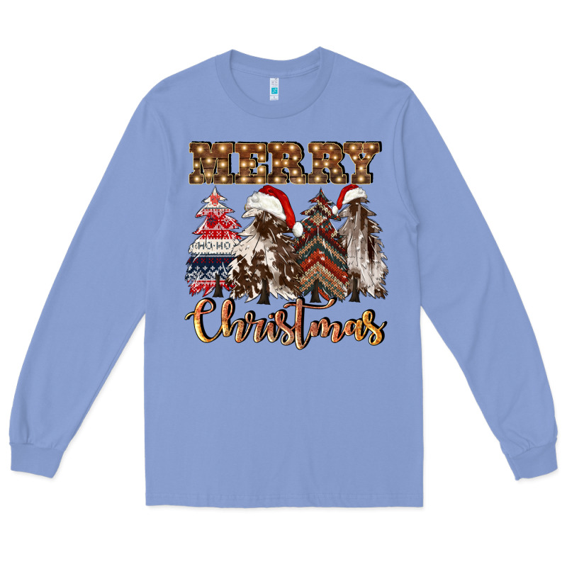 Merry Christmas Trees Long Sleeve Tee by CowGirlArtShop | Teevron