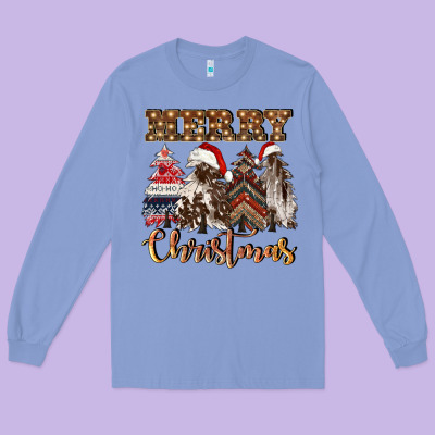 Merry Christmas Trees Long Sleeve Tee Designed By Cowgirlartshop
