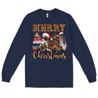 Navy merry christmas trees Long Sleeve Tee - CowGirlArtShop