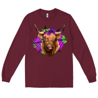 Burgundy halloween highland cow Long Sleeve Tee - Jasminsmagicworld