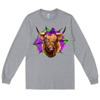 Heather Grey halloween highland cow Long Sleeve Tee - Jasminsmagicworld