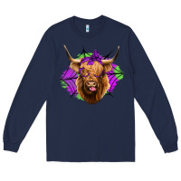 Navy halloween highland cow Long Sleeve Tee - Jasminsmagicworld