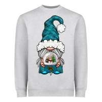 Heather Grey winter gnome with snow globe Heavyweight Sweatshirt - BundleAndBundleShop