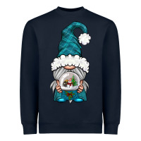 Navy winter gnome with snow globe Heavyweight Sweatshirt - BundleAndBundleShop